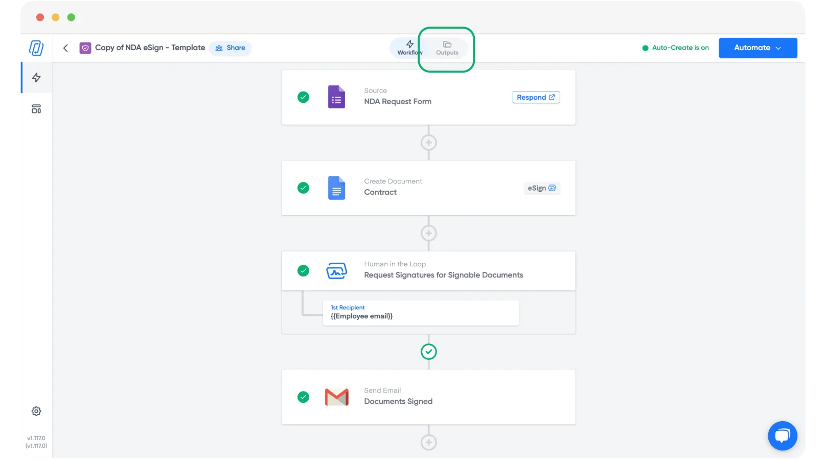 Portant ワークフローの出力先として OneDrive フォルダーを選択する