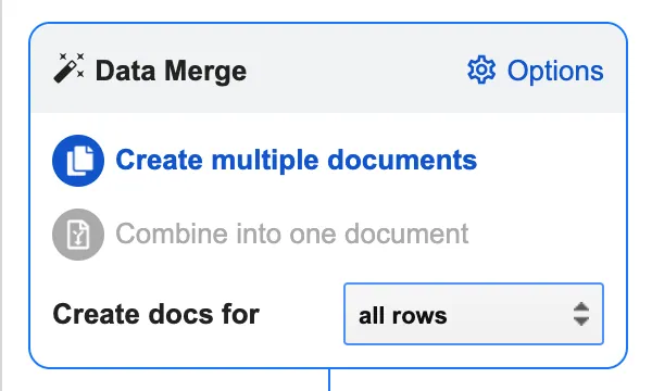 <p>Google Sheets データソースのデータマージボックスの例</p>
