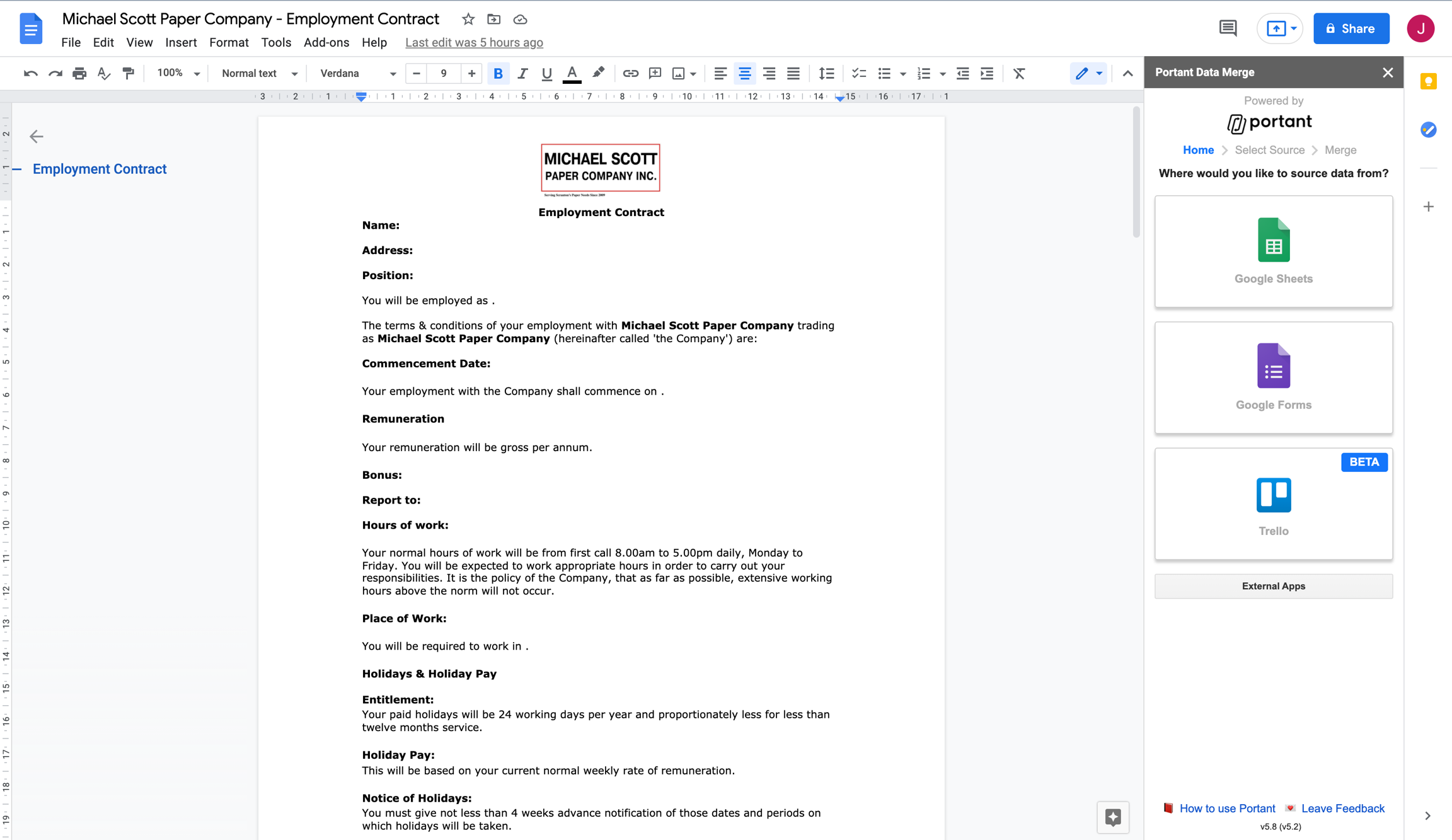 An image showing Portant Data Merge's home screen